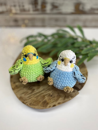 Budgie Plush, Parakeet Amigurumi, Handmade Bird Plush, Stuffed Budgerigar Gift, Crochet Bird Decor