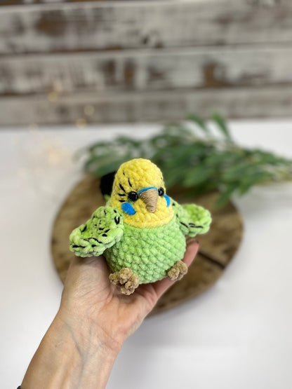 Budgie Plush, Parakeet Amigurumi, Handmade Bird Plush, Stuffed Budgerigar Gift, Crochet Bird Decor