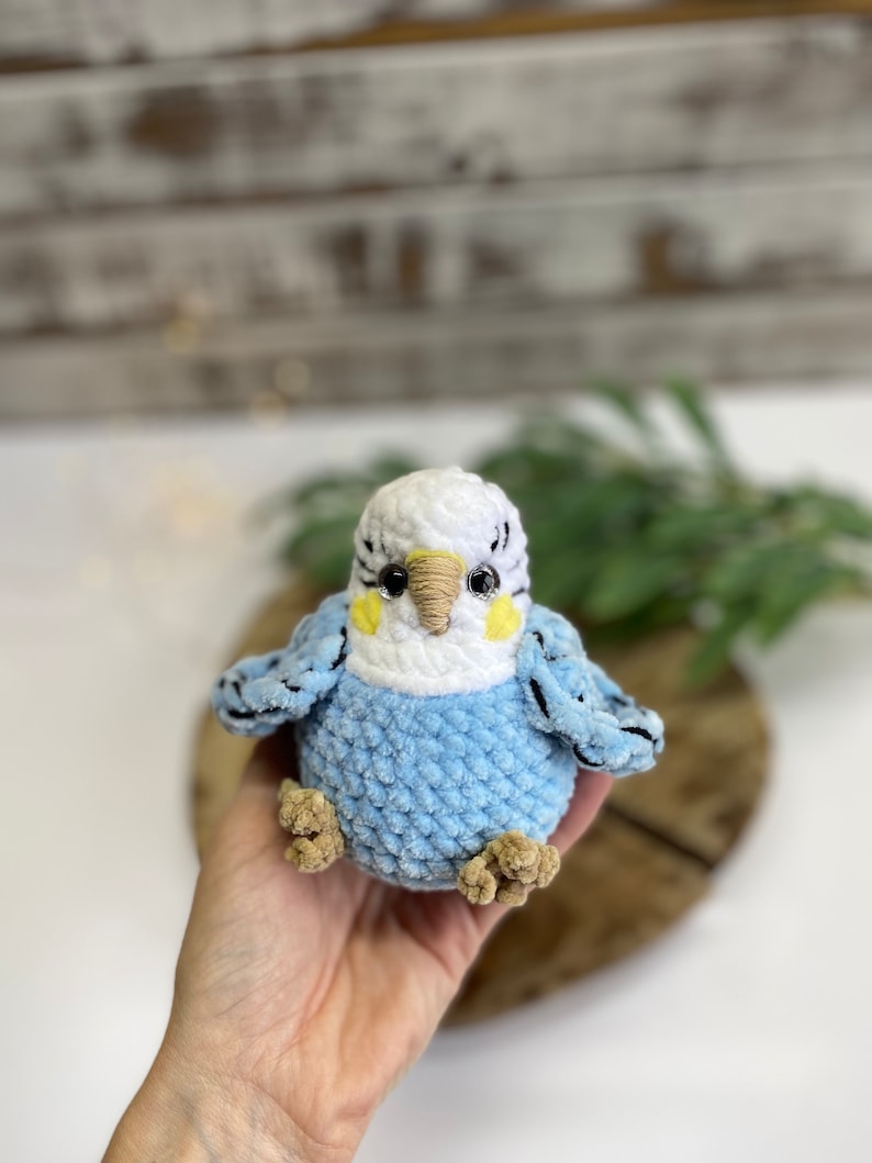 Budgie Plush, Parakeet Amigurumi, Handmade Bird Plush, Stuffed Budgerigar Gift, Crochet Bird Decor