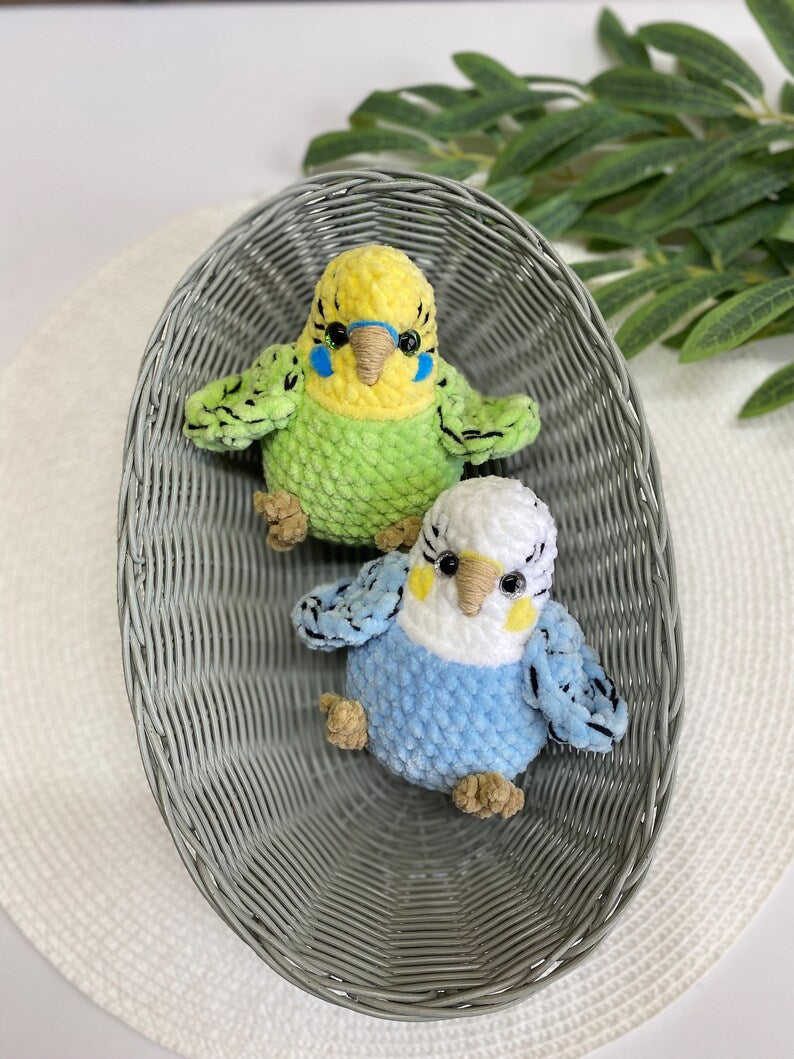 Budgie Plush, Parakeet Amigurumi, Handmade Bird Plush, Stuffed Budgerigar Gift, Crochet Bird Decor
