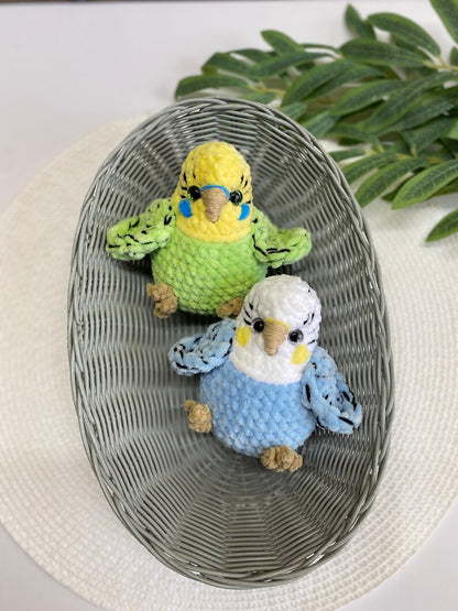 Budgie Plush, Parakeet Amigurumi, Handmade Bird Plush, Stuffed Budgerigar Gift, Crochet Bird Decor