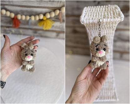 Pooh and friends keychain charm, Car charms rear view mirror, handmade crochet plushies, rabbit tigger eeyore piglet bag charm