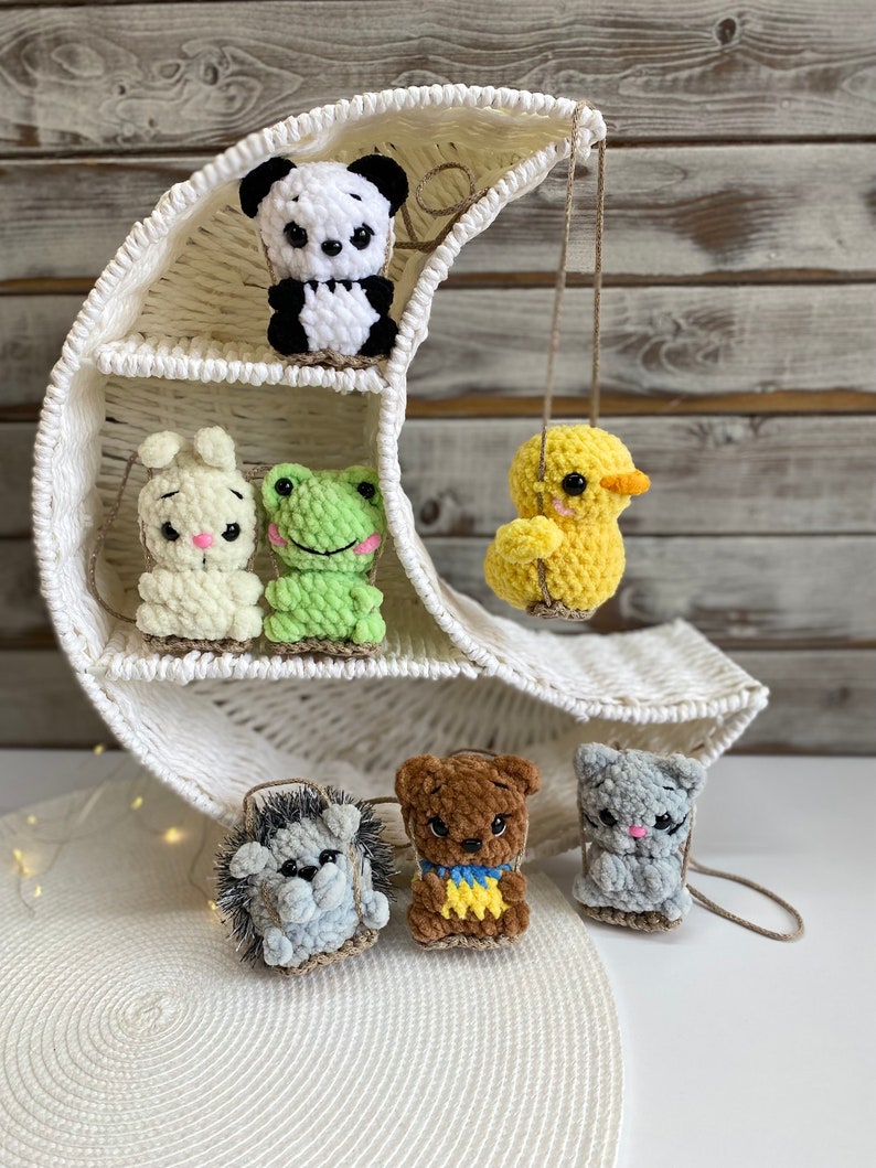 Car charms rear view mirror, crochet car mirror hanger cat duck panda bear bunny frog car decor accessory, First car gift