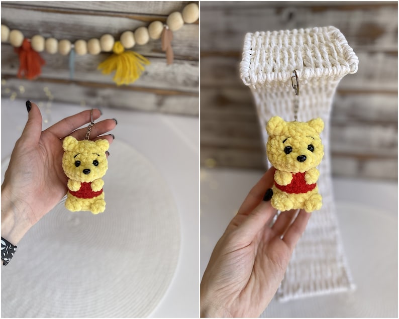 Pooh and friends keychain charm, Car charms rear view mirror, handmade crochet plushies, rabbit tigger eeyore piglet bag charm