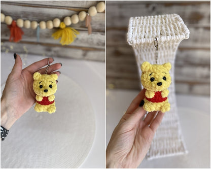 Pooh and friends keychain charm, Car charms rear view mirror, handmade crochet plushies, rabbit tigger eeyore piglet bag charm