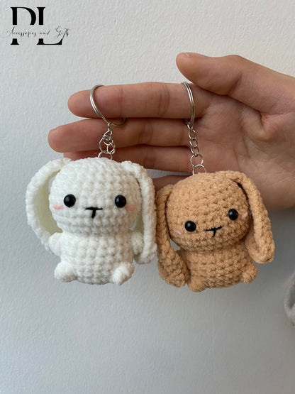 Handmade Crochet Rabbit Keychain, Amigurumi Baby Rabbit, Crochet Mini Bunny Plush Toy Keychain, Bunny Plushie, Mini Baby Bunny Cute Gifts