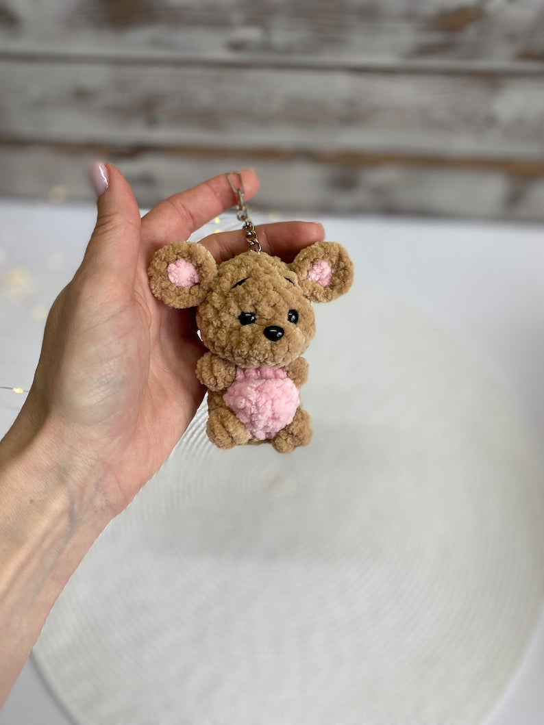 Pooh and friends keychain charm, Car charms rear view mirror, handmade crochet plushies, rabbit tigger eeyore piglet bag charm