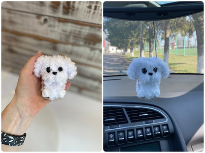 Car charms rear view mirror, Crochet mirror hanger Dog pug shepherd corgi malinois husky beagle Jack Russel Terrier Chihuahua car accessory