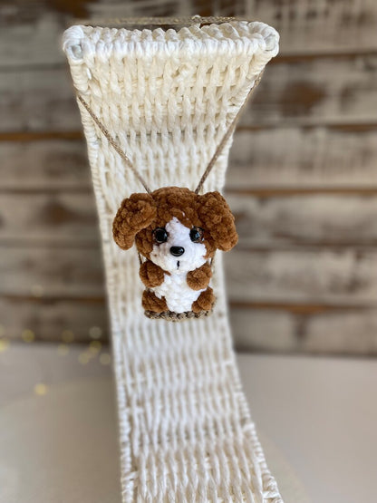 Car charms rear view mirror, Crochet mirror hanger Dog pug shepherd corgi malinois husky beagle Jack Russel Terrier Chihuahua car accessory