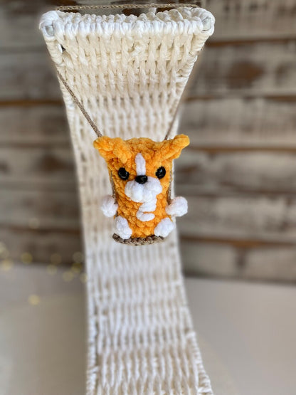Car charms rear view mirror, Crochet mirror hanger Dog pug shepherd corgi malinois husky beagle Jack Russel Terrier Chihuahua car accessory