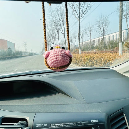 Cute Swing penguin Crochet Car Mirror Hanging Accessories for Women Teens Interior Rear View Mirror animal Charm Decor