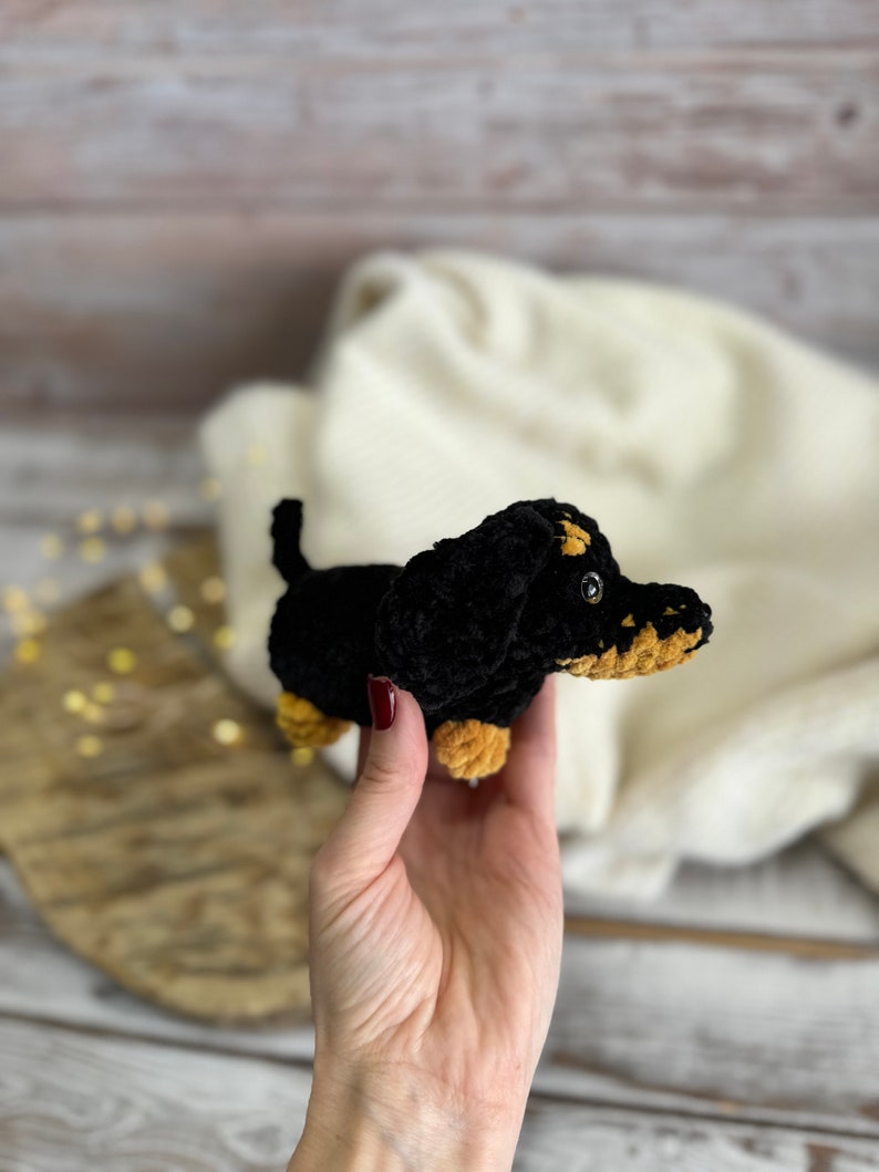 Dachshund Crochet Plush, Amigurumi Wiener Dog, Handmade Sausage Dog, Dachshund Decor, Gift for Dachshund Lover