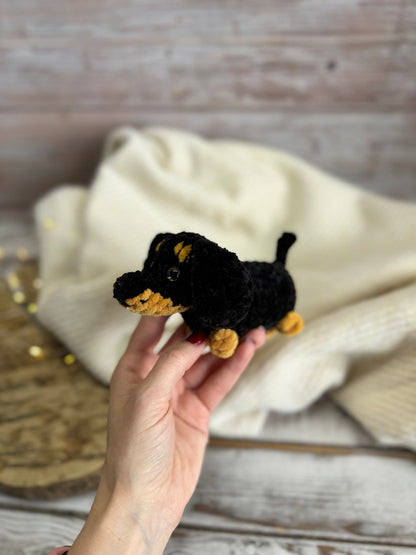 Dachshund Crochet Plush, Amigurumi Wiener Dog, Handmade Sausage Dog, Dachshund Decor, Gift for Dachshund Lover