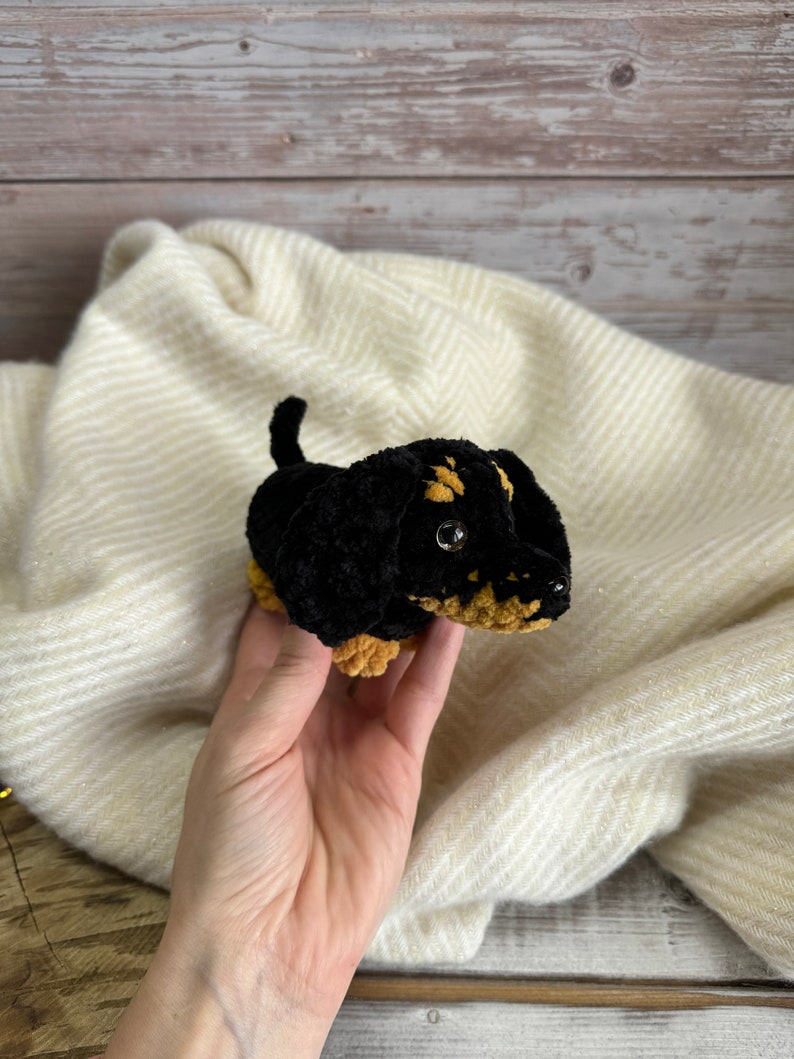 Dachshund Crochet Plush, Amigurumi Wiener Dog, Handmade Sausage Dog, Dachshund Decor, Gift for Dachshund Lover
