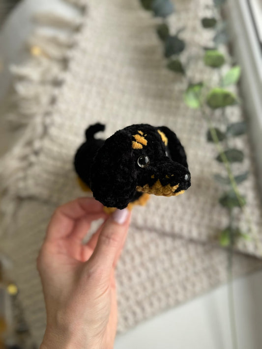 Dachshund Crochet Plush, Amigurumi Wiener Dog, Handmade Sausage Dog, Dachshund Decor, Gift for Dachshund Lover