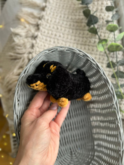Dachshund Crochet Plush, Amigurumi Wiener Dog, Handmade Sausage Dog, Dachshund Decor, Gift for Dachshund Lover