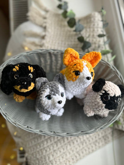 Crochet Corgi Decor, Mini Amigurumi Dog Figurine, Corgi Keepsake Gift