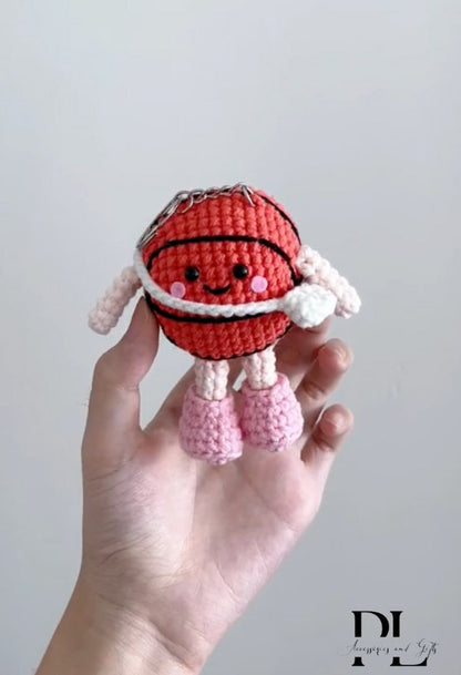 Personalized Crochet Basketball Keychain, Sport Ball Amigurumi, Basketball Plushie Toy, Basketball Team Gifts, Basketball Bag Tag