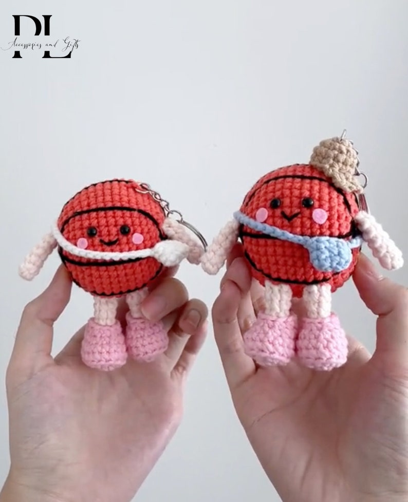 Personalized Crochet Basketball Keychain, Sport Ball Amigurumi, Basketball Plushie Toy, Basketball Team Gifts, Basketball Bag Tag
