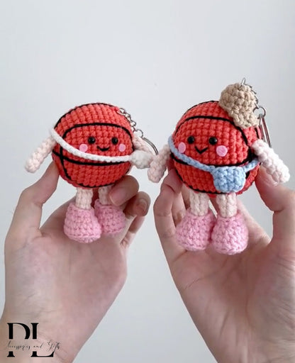 Personalized Crochet Basketball Keychain, Sport Ball Amigurumi, Basketball Plushie Toy, Basketball Team Gifts, Basketball Bag Tag