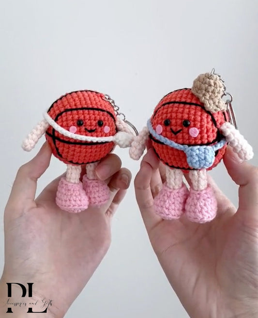 Personalized Crochet Basketball Keychain, Sport Ball Amigurumi, Basketball Plushie Toy, Basketball Team Gifts, Basketball Bag Tag