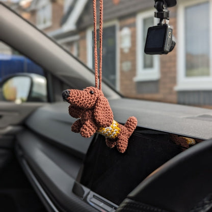 Crochet Dachshund Dog Car Charm | Dog Hanging