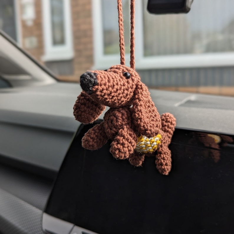 Crochet Dachshund Dog Car Charm | Dog Hanging