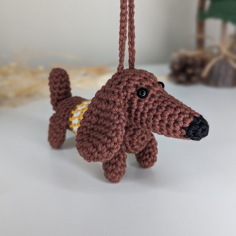 Crochet Dachshund Dog Car Charm | Dog Hanging