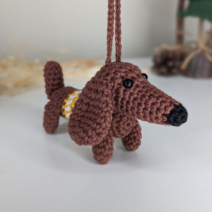Crochet Dachshund Dog Car Charm | Dog Hanging