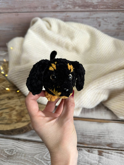 Dachshund Crochet Plush, Amigurumi Wiener Dog, Handmade Sausage Dog, Dachshund Decor, Gift for Dachshund Lover