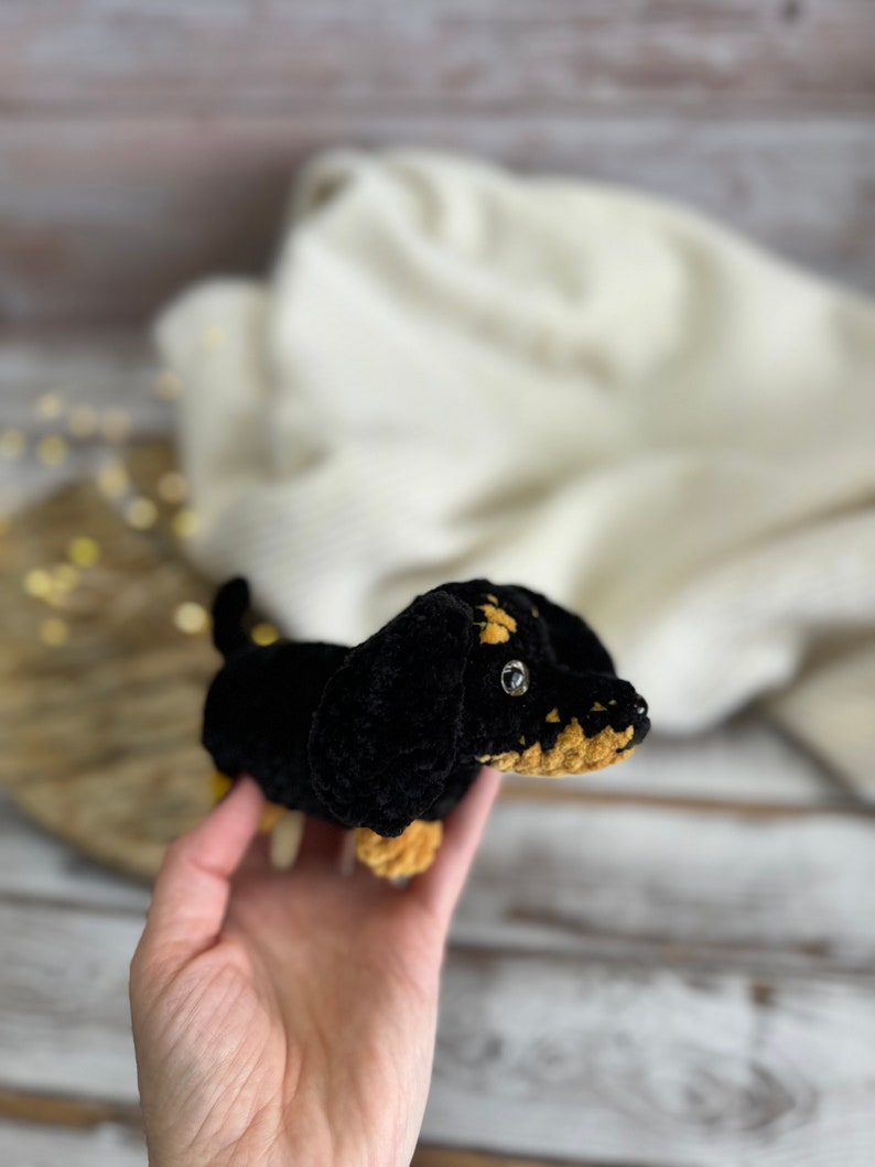 Dachshund Crochet Plush, Amigurumi Wiener Dog, Handmade Sausage Dog, Dachshund Decor, Gift for Dachshund Lover
