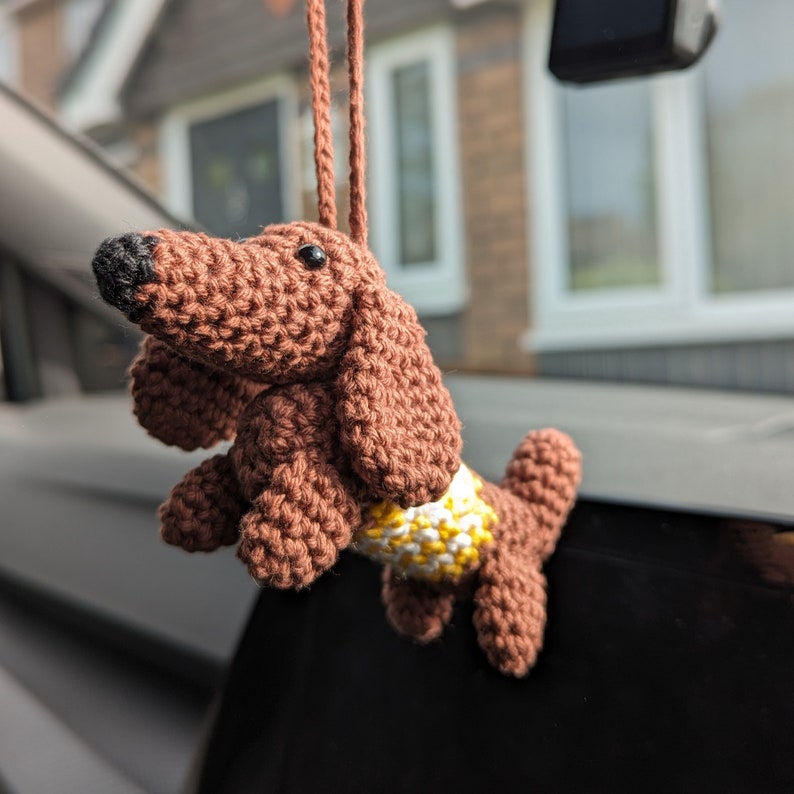 Crochet Dachshund Dog Car Charm | Dog Hanging