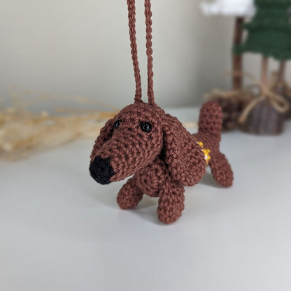 Crochet Dachshund Dog Car Charm | Dog Hanging