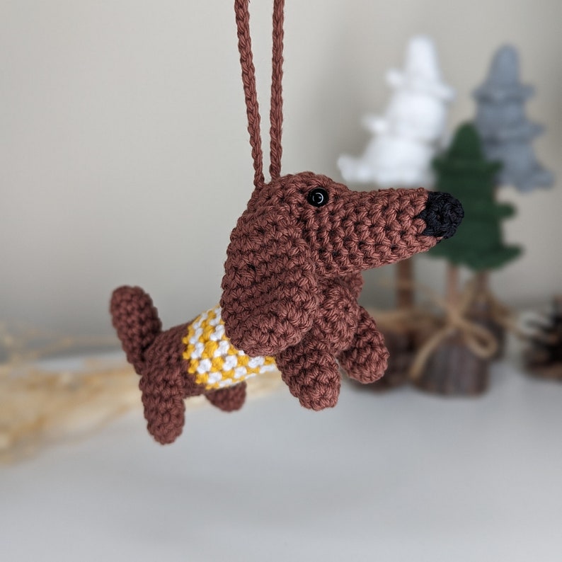 Crochet Dachshund Dog Car Charm | Dog Hanging