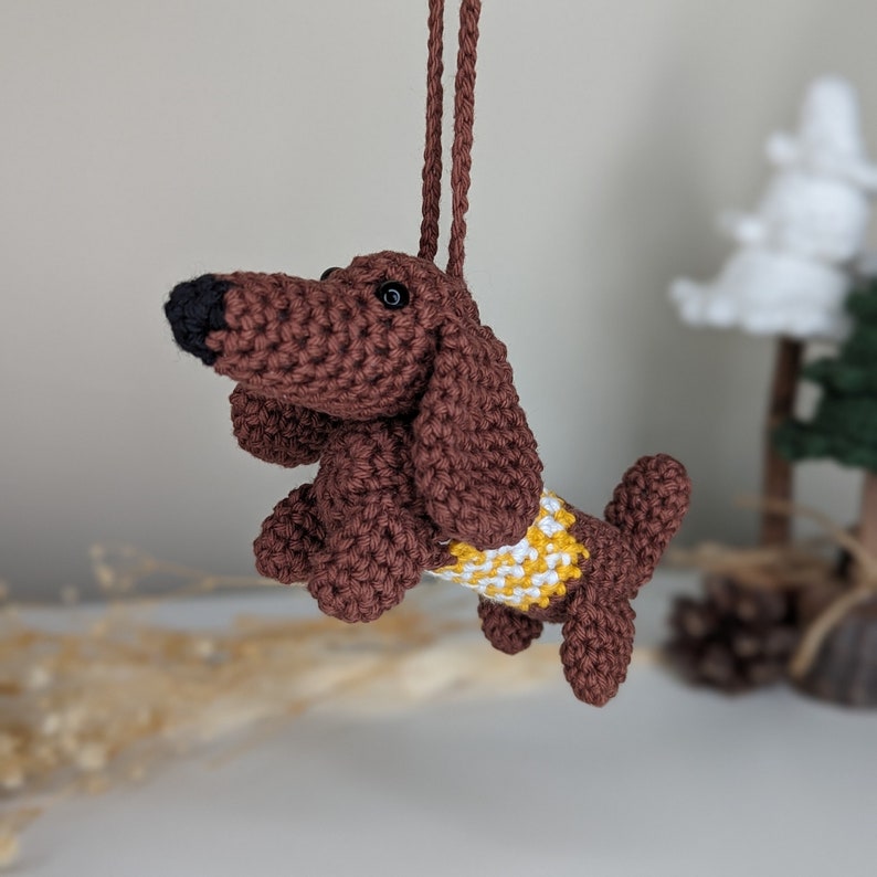 Crochet Dachshund Dog Car Charm | Dog Hanging