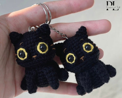 Cute Black Cat Crochet Keychain, Amigurumi Black Cat, Crochet Mini Black Cat Plush Plushie Toy, Baby Black Cat Cute Gifts, Cat Bag Charm