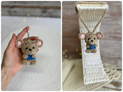 Pooh and friends keychain charm, Car charms rear view mirror, handmade crochet plushies, rabbit tigger eeyore piglet bag charm