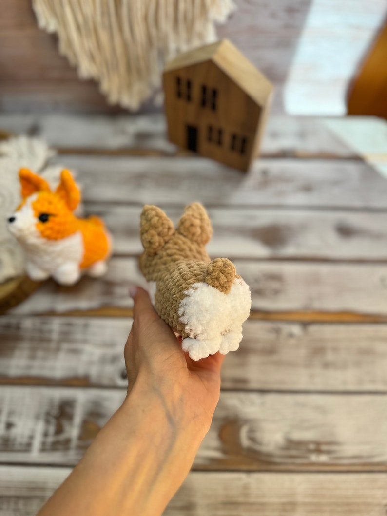 Crochet Corgi Decor, Mini Amigurumi Dog Figurine, Corgi Keepsake Gift