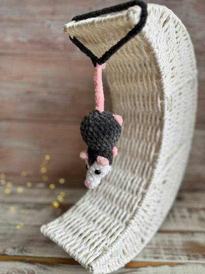 Car charms opossum rear view mirror hanger Crochet possum bag charm, prank toy, car decor accessory, first car gift