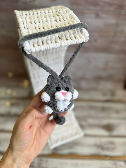 Cat car charms rear view mirror, crochet car mirror hanger cat, car decor accessory, First car gift for cats lovers