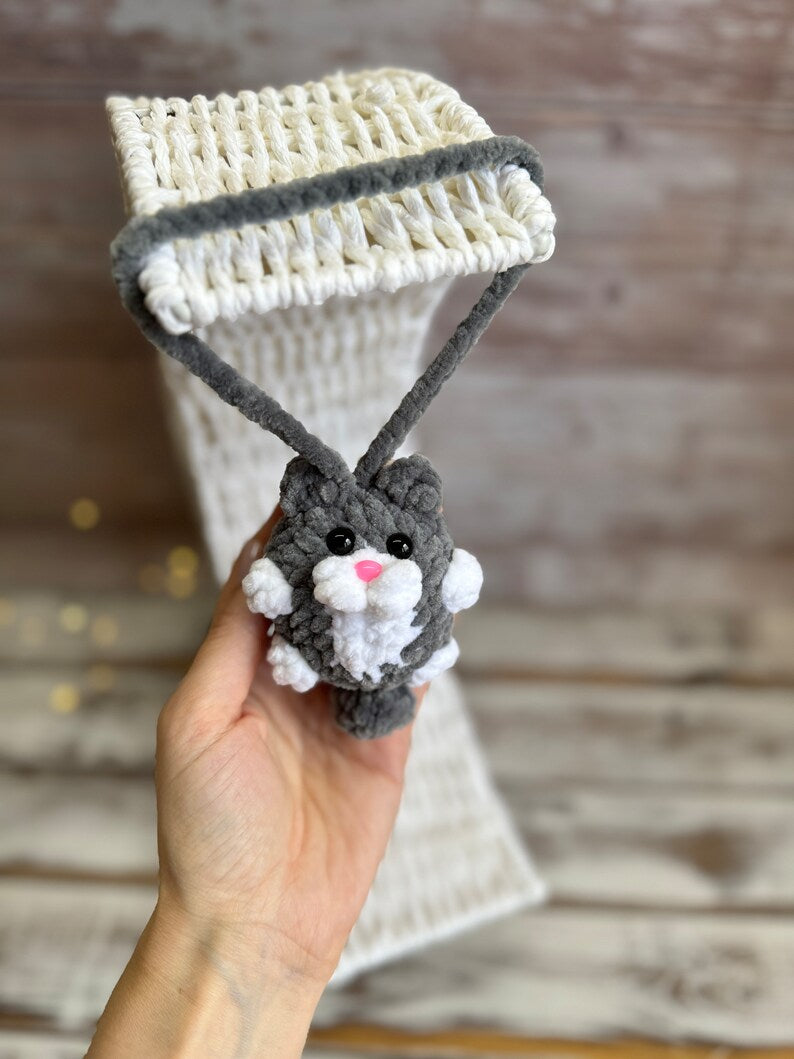 Cat car charms rear view mirror, crochet car mirror hanger cat, car decor accessory, First car gift for cats lovers