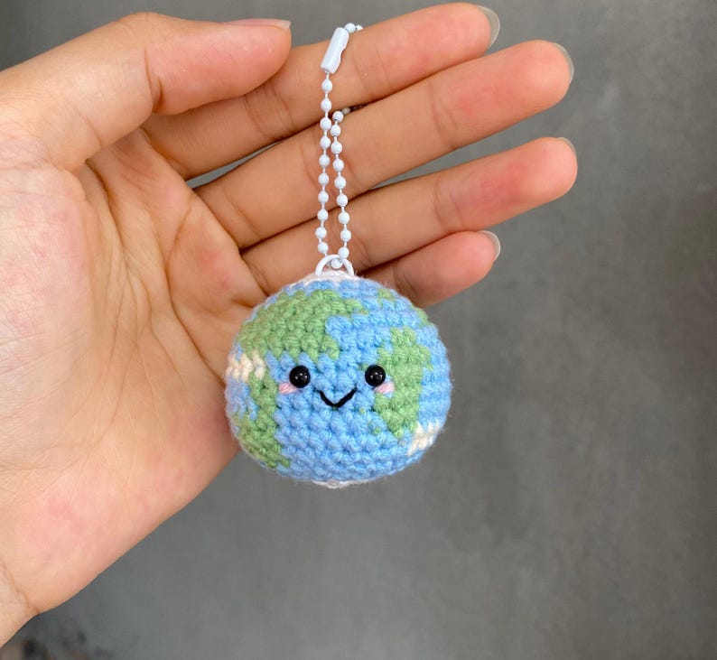 Crochet Earth And Sun Keychain, Sun And Earth Amigurumi, Mini Earth Sun Plushie, Couple Keychain, Bag Charm Backpack Accessory