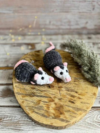 Car charms opossum rear view mirror hanger Crochet possum bag charm, prank toy, car decor accessory, first car gift