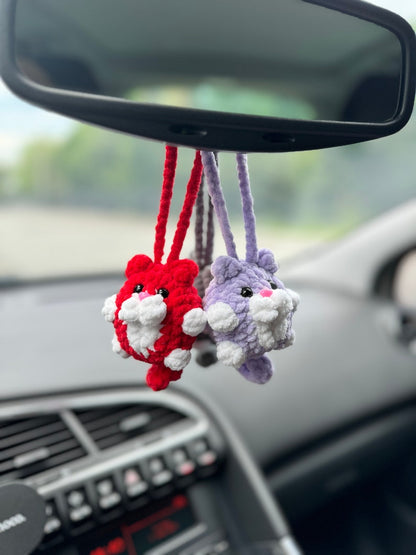 Cat car charms rear view mirror, crochet car mirror hanger cat, car decor accessory, First car gift for cats lovers