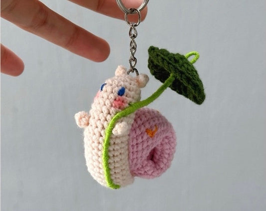 Handmade Baby Snail Crochet Keychain, Mini Snail Crochet Plush Plushie Toy, Amigurumi Snail Stuffed Toy, Cute Snail Gifts, Backpack Keychain