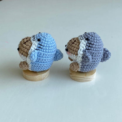 Crochet Shark Cat, Crochet Shark Kitty Keychain, Amigurumi Keychain, Amigurumi Plushie Gift, Bag Decoration