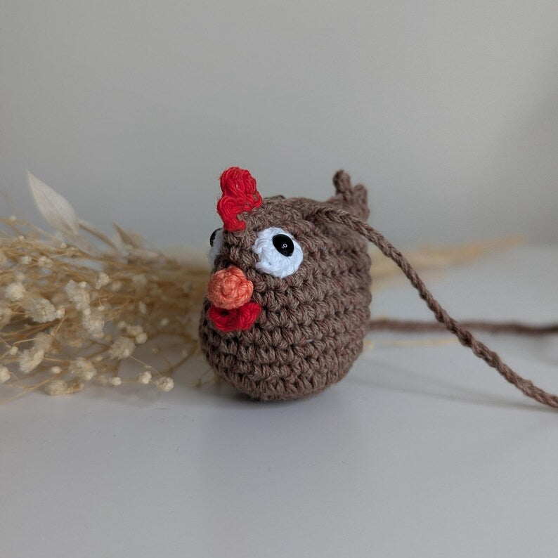 Crochet Chicken Car Rear View Mirror Accessory | Plush Hen Hanging