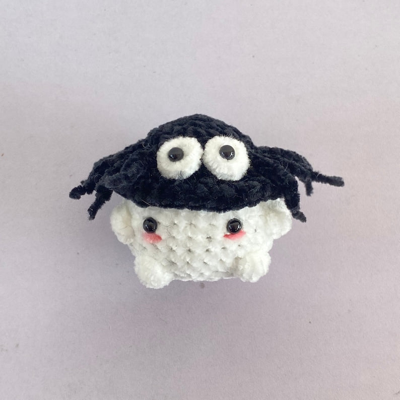 Crochet Cute Themed Halloween Mushroom Chunky, Amigurumi Mini Chonky, Crochet Mushroom Boi Stuffed Plush Plushie, Desk Pet, Stress Ball