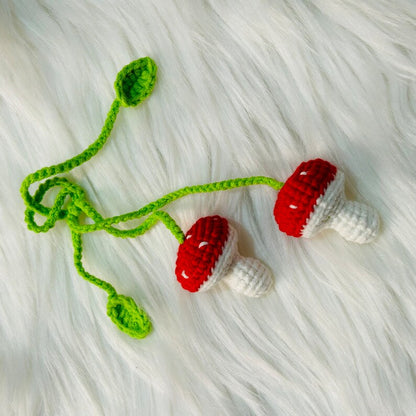 Cute mushroom Flower Car Accessories Mirror Hanging Charm Fruit Decor Teens Interior Rear View Mirror for Women