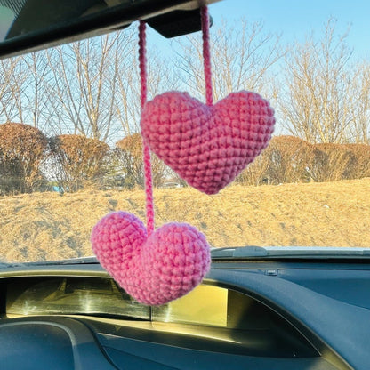 Cute Love shape heart Car Accessories Mirror Hanging Charm Fruit Decor Teens Interior Rear View Mirror for Women